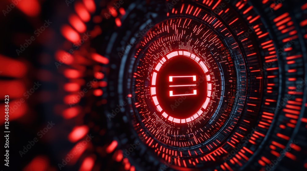 Aufkleber abstract futuristic background with red lights and digital pattern