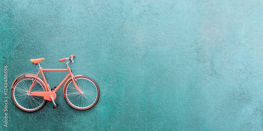 Poster sleek urban bicycle on textured turquoise background - modern mobility visual for sustainable transp