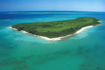 Secluded Tropical Island Paradise Aerial View