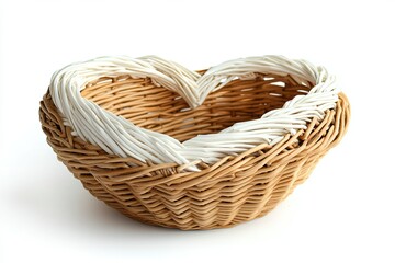Obraz premium Heart Shaped Wicker Basket with White Accents