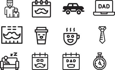 Happy father day icons set