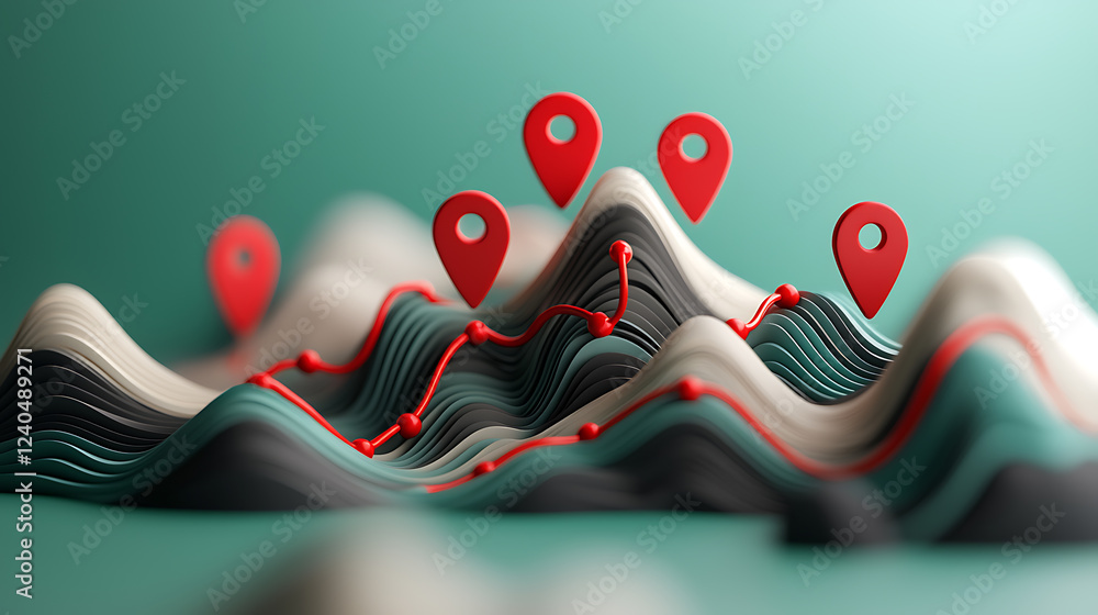 Poster geospatial analysis event abstract gis model with red markers digital environment topographic view v
