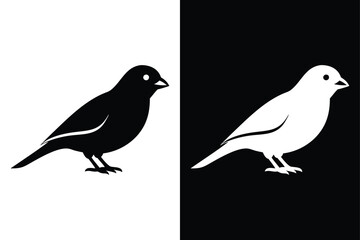 Obraz premium Download Finch Silhouette Vector Icon Crisp Black & White.