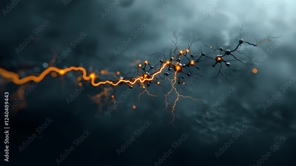 Poster interconnected lightning power abstract map digital artwork dynamic environment futuristic concept h