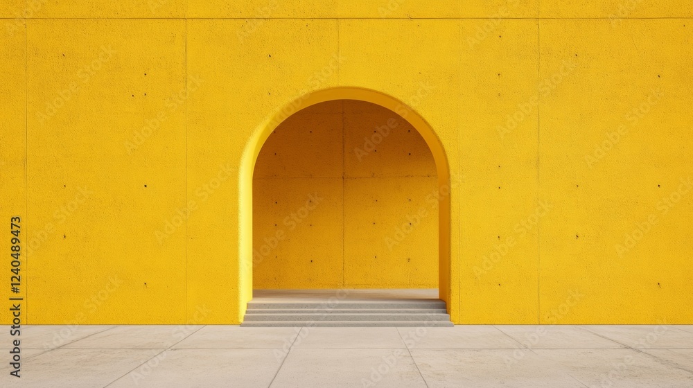 Aufkleber minimalist architectural pathway bold yellow arch with concrete elements urban planning and modern d