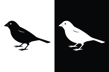 Download Finch Silhouette Vector Icon Crisp Black & White.