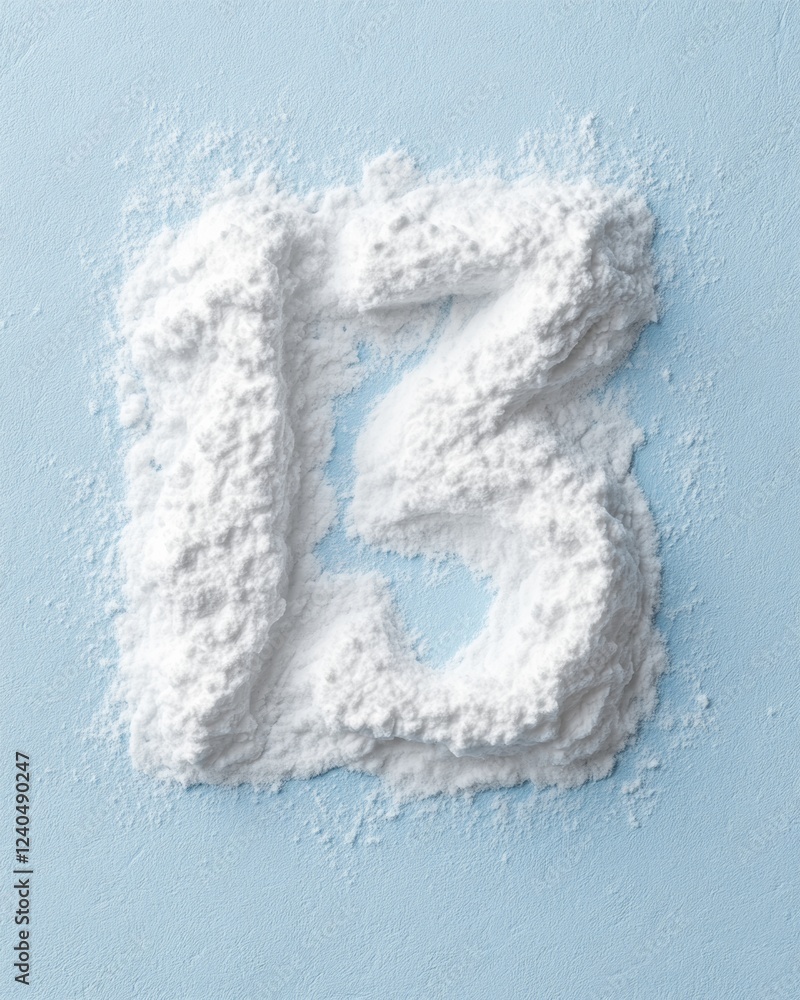 Aufkleber powdered snow numbers on minimalist blue background seasonal visual content for winter marketing and