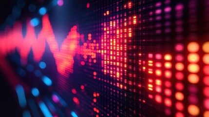 Data stream flowing on digital wall