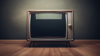 Vintage retro television with a blank black screen, isolated on a clean empty background