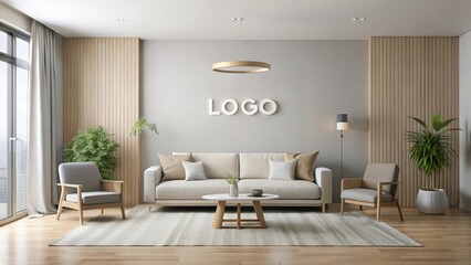 Fototapeta premium Minimalist Living Room with Neutral Tones and Clean Lines, empty living room