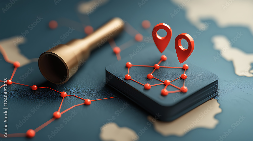 Aufkleber interactive gis map with highlighted locations visualizing geospatial data digital environment aeria