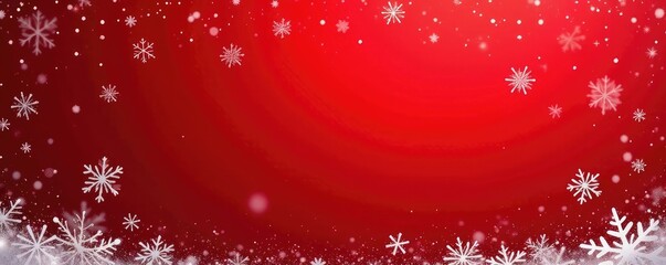 Red and white Christmas background with scattered snowflakes, winter, festive