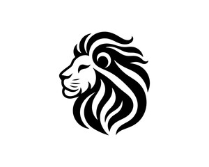 Lion Logo Design Vector Template. Lion Head Logo Icon Vector illustration. Black and white Lion head vector illustration.	