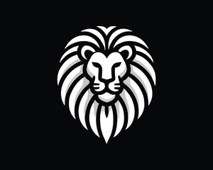 Lion Logo Design Vector Template. Lion Head Logo Icon Vector illustration. Black and white Lion head vector illustration.	