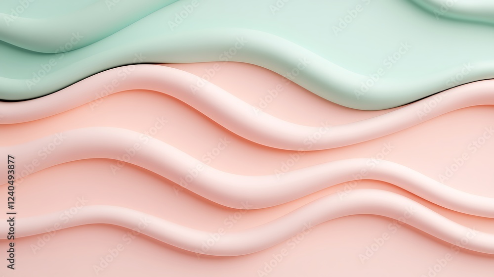 Poster soft curves of pastel colors with smooth flowing lines in modern design composition