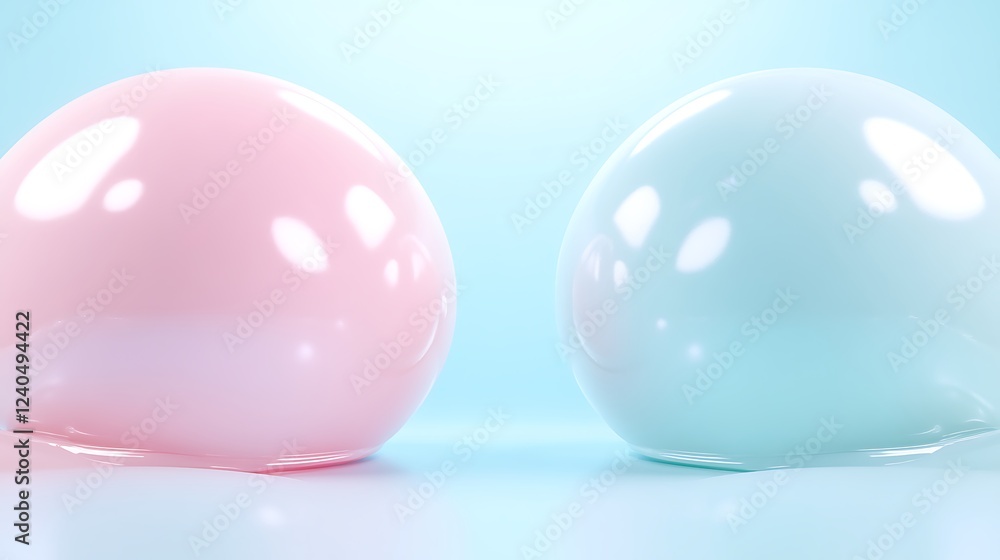 Poster soft pastel colored bubbles on a light background creating a calm and serene visual experience