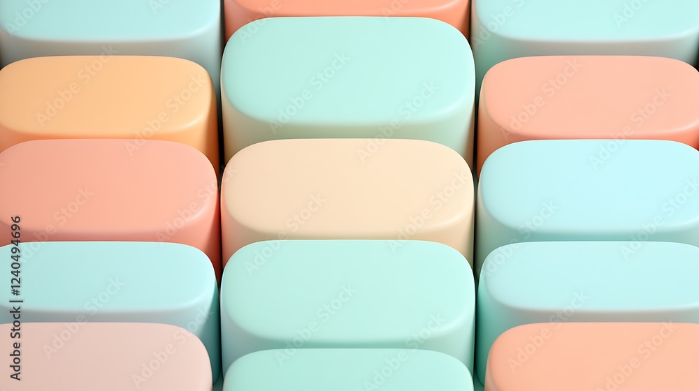 Aufkleber soft pastel colored cylindrical shapes arranged in a pattern with smooth edges and muted tones