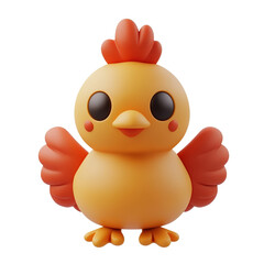 Obraz premium Cute and Colorful Cartoon Chicken Character with Big Eyes and Playful Expression Ideal for Children's Products, Illustrations, and Fun Graphics