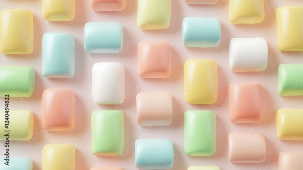 Poster soft pastel colored rectangular shapes arranged in a pattern on a light background