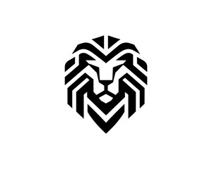 Lion Logo Design Vector Template. Lion Head Logo Icon Vector illustration. Black and white Lion head vector illustration.	