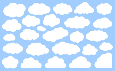 青空に浮かぶ色んな形の雲のイラスト
