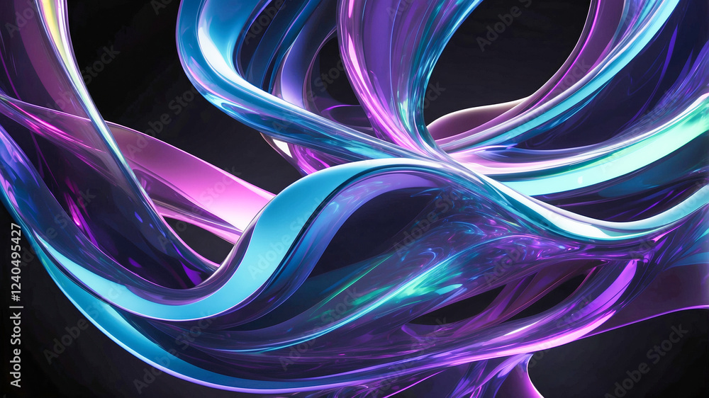 Poster abstract structure of smooth translucent curved shapes
