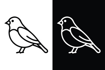 Fototapeta premium Download Finch Silhouette Vector Icon Crisp Black & White.