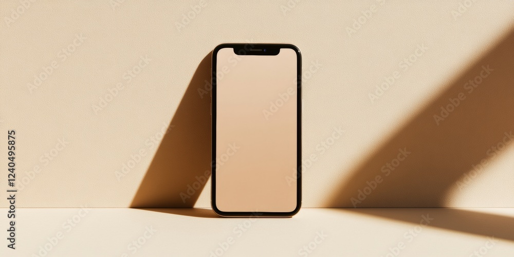 Aufkleber frameless smartphone mockup on minimalist neutral texture - innovative tech display for modern digit