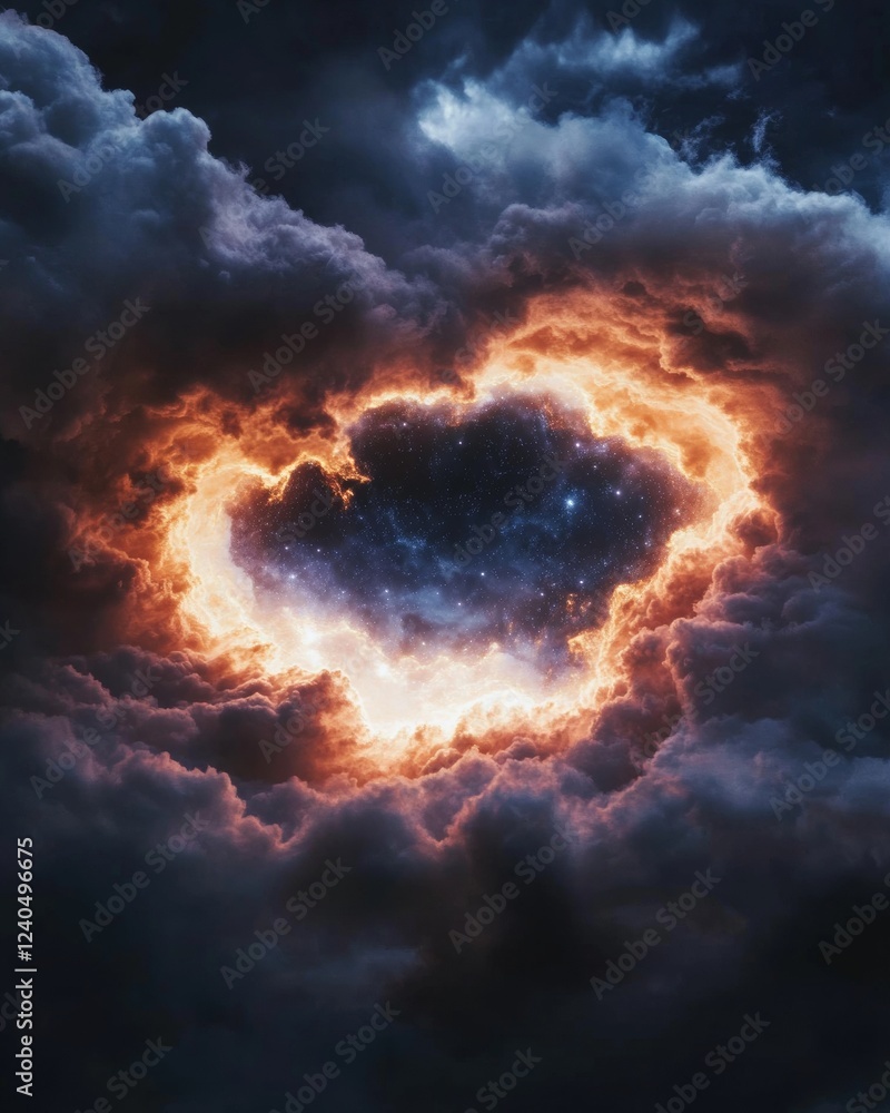 Aufkleber cosmic vortex visualization luminous stellar energy clouds in deep space - futuristic astro content 