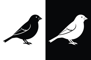 Obraz premium Download Finch Silhouette Vector Icon Crisp Black & White.