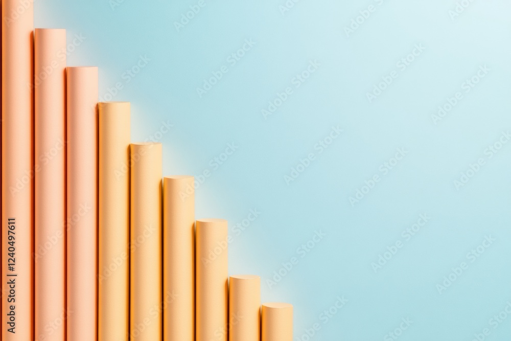 Aufkleber gradient minimalist growth chart ascending orange bars with upward arrow - financial visualization f