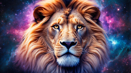 A fantasy mighty cosmic lion head