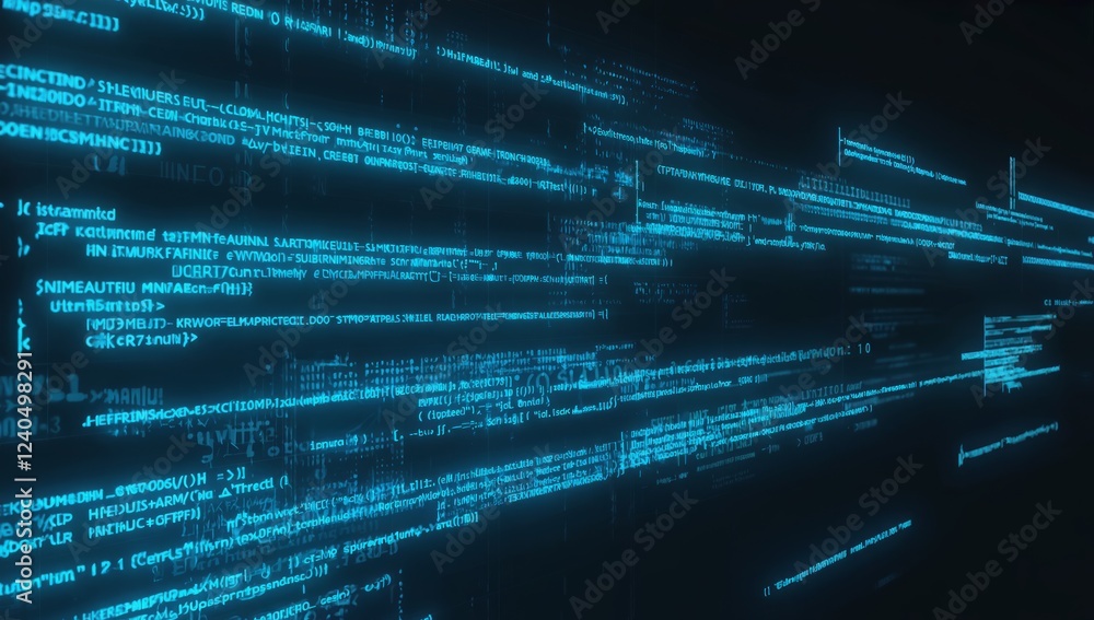 Poster digital code streams, futuristic data flow, technology background, website banner