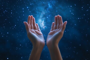 Close-up of two hands held in prayer against