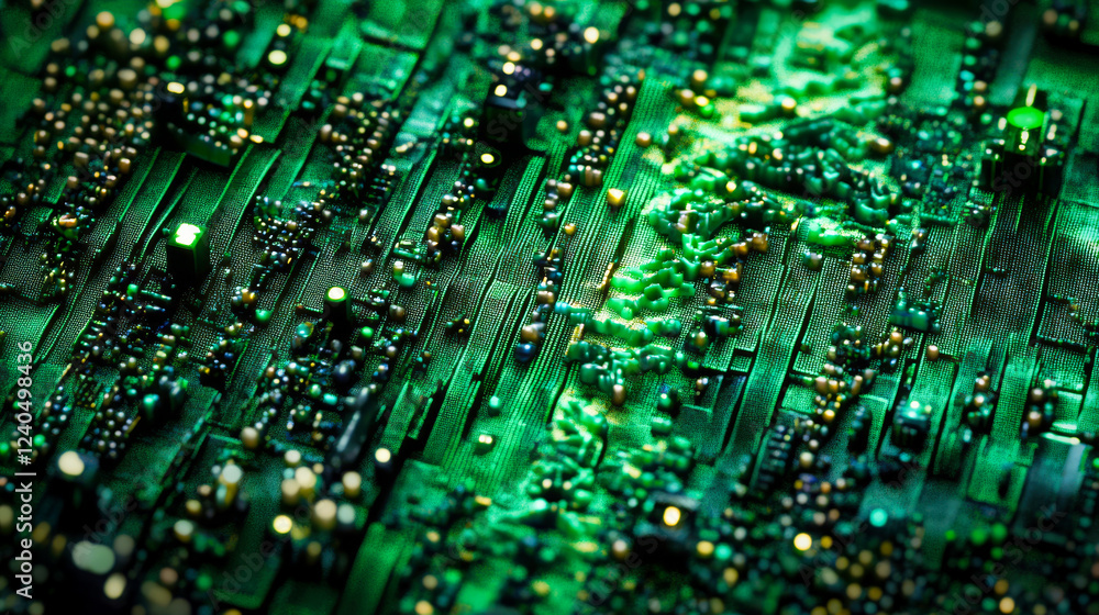 Aufkleber a pulsating mosaic of green data technology, digital high tech concept