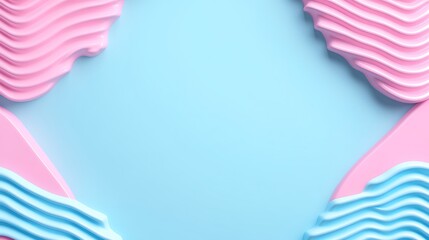 Vibrant Pink and Blue Wavy Shapes on Light Blue Background for Creative Designs and Trends
