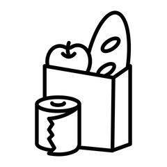 Image icon of consumables. There are apple, bread, and toilet paper.