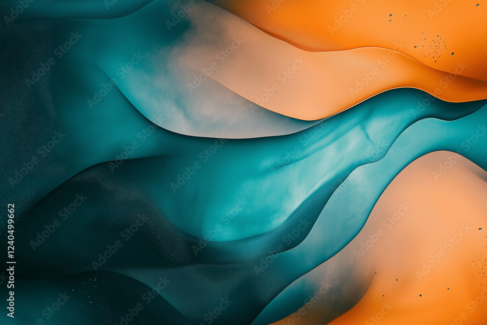 Poster abstract wallpaper featuring vibrant teal and orange colors with dynamic shapes and intricate textur