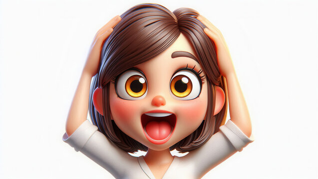 Exciting character animation digital art emotions studio close-up joyful expressions
