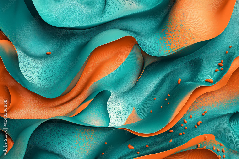 Poster abstract wallpaper featuring vibrant teal and orange colors with dynamic shapes and intricate textur
