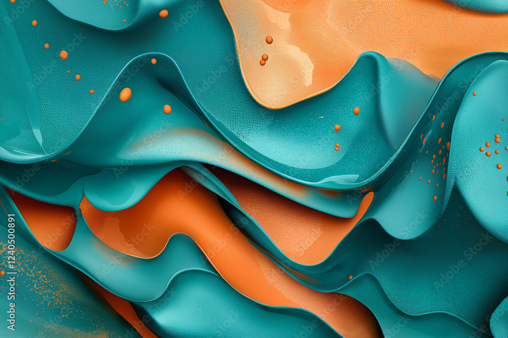 Poster abstract wallpaper featuring vibrant teal and orange colors with dynamic shapes and intricate textur