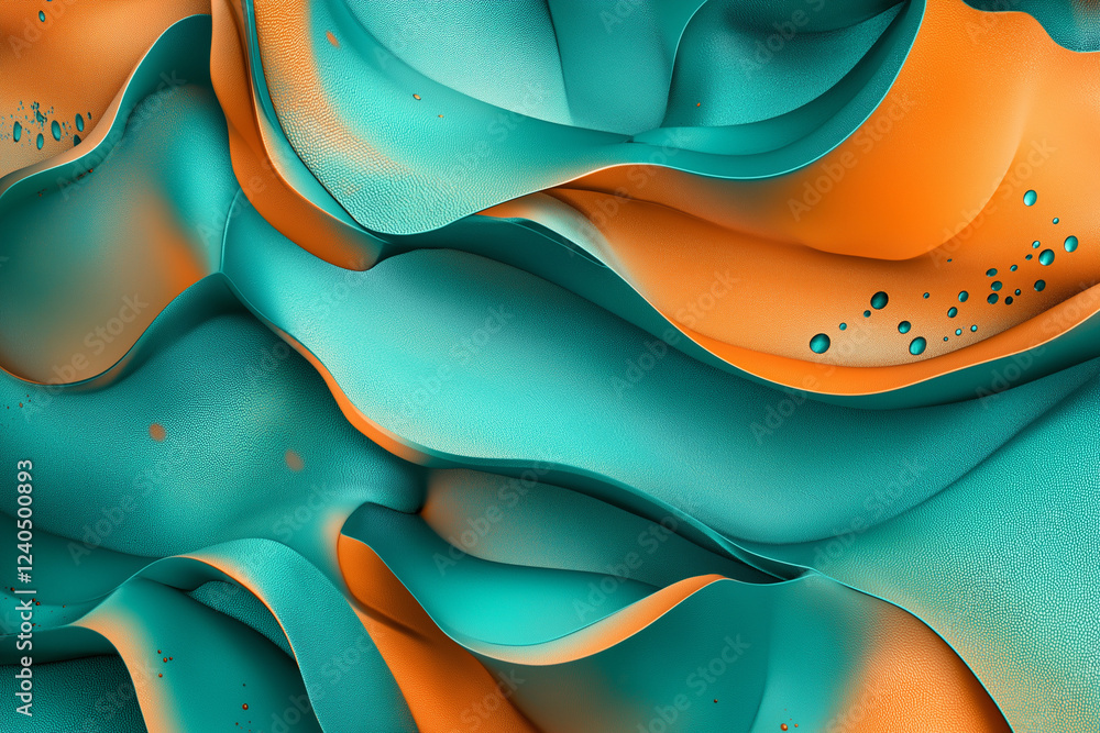 Poster abstract wallpaper featuring vibrant teal and orange colors with dynamic shapes and intricate textur