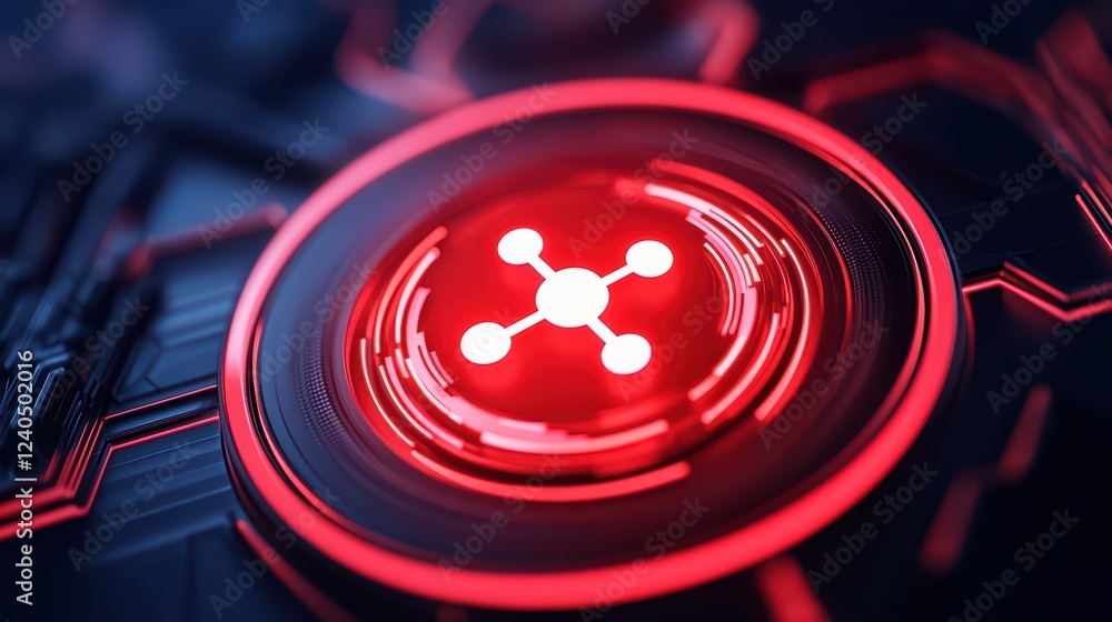 Aufkleber futuristic red technology background with circular data icon