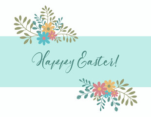 Happy Easter card template on white background. Spring holiday