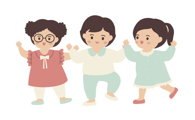 Colorful vector illustration of kids, young students, kindergarten, children, transparent PNG