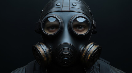 man in gas mask
