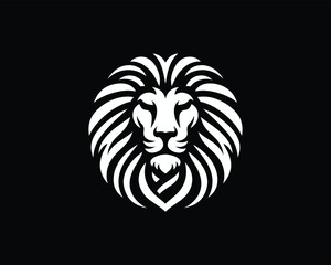 Lion Logo Design Vector Template. Lion Head Logo Icon Vector illustration. Black and white Lion head vector illustration.	