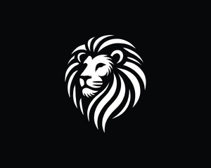 Lion Logo Design Vector Template. Lion Head Logo Icon Vector illustration. Black and white Lion head vector illustration.	