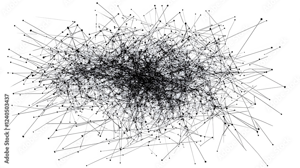 Poster abstract black lines and dots network connection