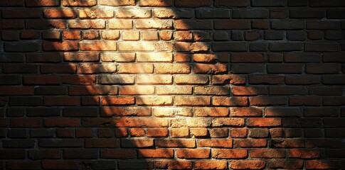 Sunlit Brick Wall Texture Showing Light and Shadow
